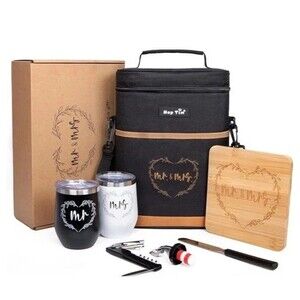 Happy Tim Wedding Gifts Cooler Bag His & Her Insulated Cup Cheese Board... New